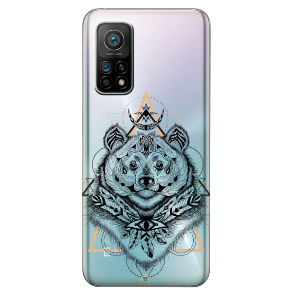 

Xiaomi Redmi K30S чехол из прозрачного силикона с рисунком - Медведь индеец (KS7759)