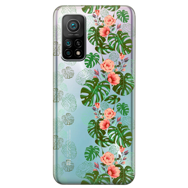 

Xiaomi Redmi K30S чехол из прозрачного силикона с рисунком - Тропические листья (KS7744)
