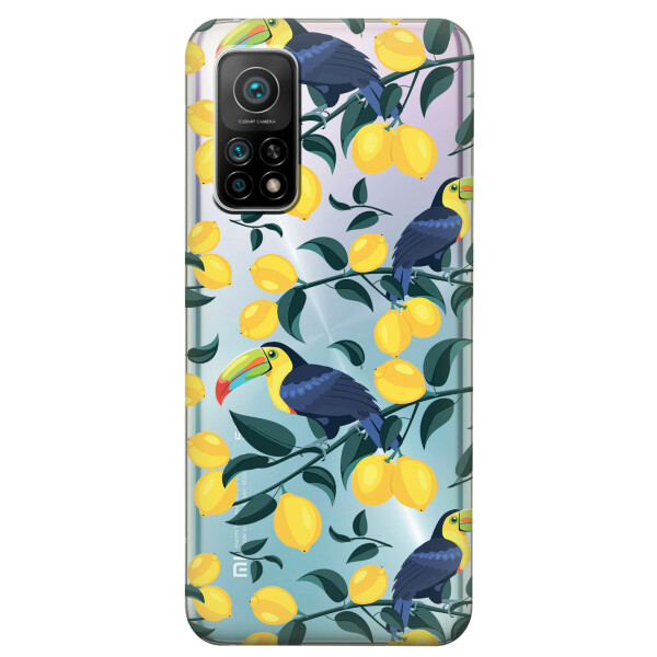 

Xiaomi Redmi K30S чехол из прозрачного силикона с рисунком - Туканы и лимоны (KS7735)