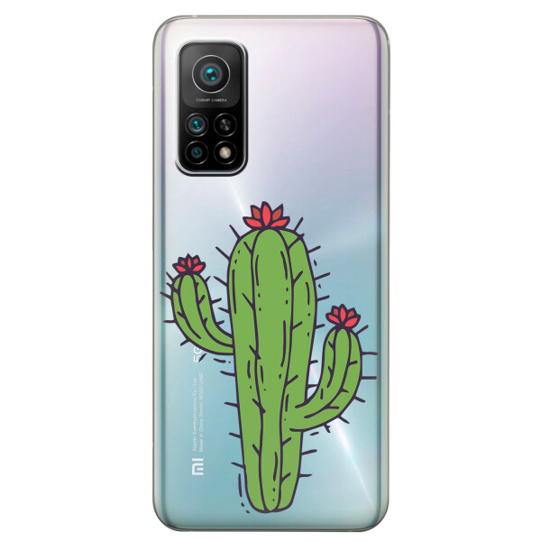 

Xiaomi Redmi K30S чехол из прозрачного силикона с рисунком - Тропический кактус (KS7721)