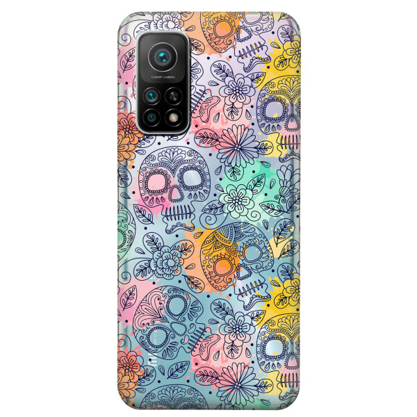 

Xiaomi Redmi K30S чехол из прозрачного силикона с рисунком - Красочные черепа (KS7746)