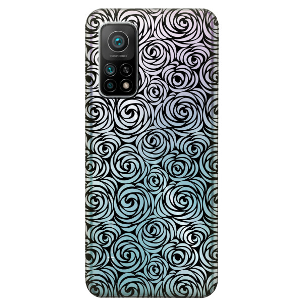 

Xiaomi Redmi K30S чехол из прозрачного силикона с рисунком - Черные узоры (KS7723)