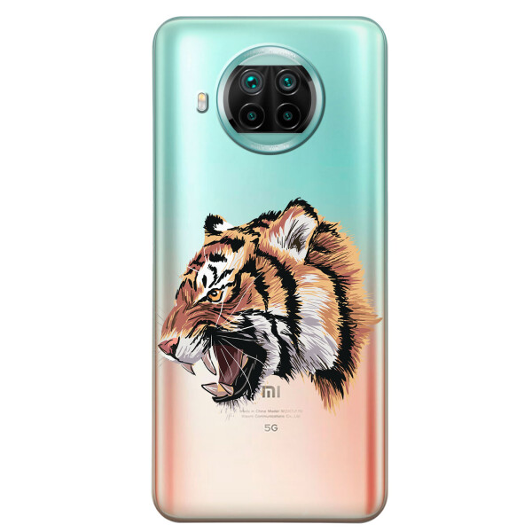 

Xiaomi Mi 10T Lite чехол из прозрачного силикона с рисунком - Тигр (KS7538)