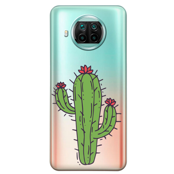 

Xiaomi Mi 10T Lite чехол из прозрачного силикона с рисунком - Тропический кактус (KS7496)