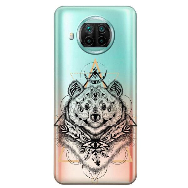 

Xiaomi Mi 10T Lite чехол из прозрачного силикона с рисунком - Медведь индеец (KS7534)
