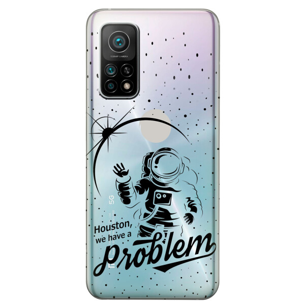 

Xiaomi Mi 10T Pro чехол из прозрачного силикона с рисунком - Космонавт с проблемой (KS7681)