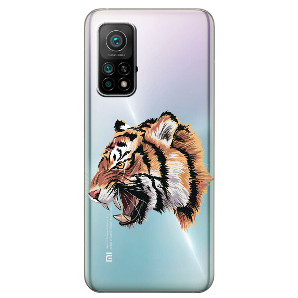 

Xiaomi Mi 10T Pro чехол из прозрачного силикона с рисунком - Тигр (KS7688)