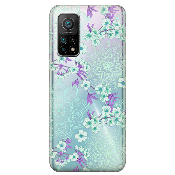 

Xiaomi Mi 10T Pro чехол из прозрачного силикона с рисунком - Цветочная мандала (KS7662)