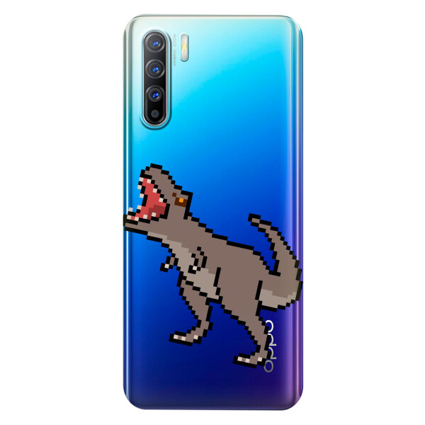 

Прозрачный силиконовый чехол iSwag для OPPO Reno 3 с рисунком - Пикселький динозавр (KS3775)