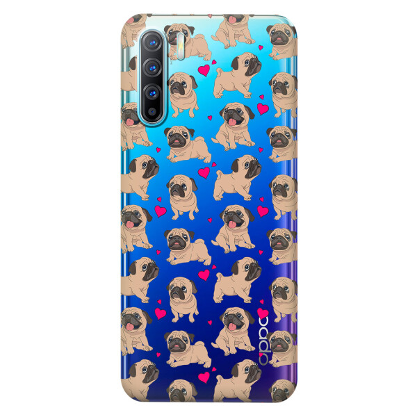 

Прозрачный силиконовый чехол iSwag для OPPO Reno 3 с рисунком - Влюбленные мопсы (KS3778)