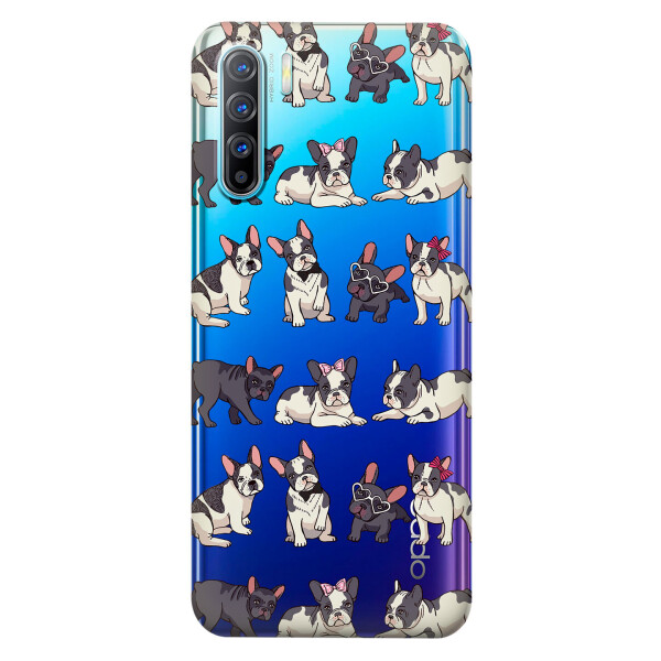 

Прозрачный силиконовый чехол iSwag для OPPO Reno 3 с рисунком - Маленькие бульдоги (KS3783)