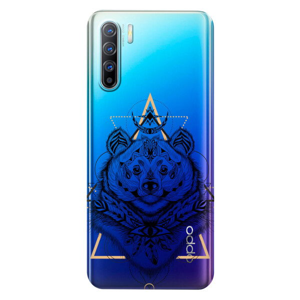 

Прозрачный силиконовый чехол iSwag для OPPO Reno 3 с рисунком - Медведь индеец (KS3784)