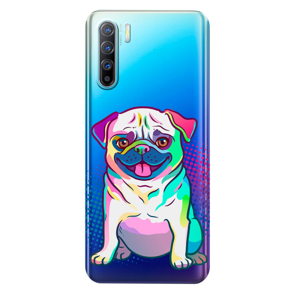 

Прозрачный силиконовый чехол iSwag для OPPO Reno 3 с рисунком - Мопс (KS3785)