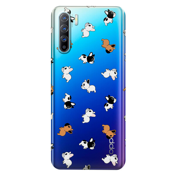 

Прозрачный силиконовый чехол iSwag для OPPO Reno 3 с рисунком - Французские бульдоги (KS3789)