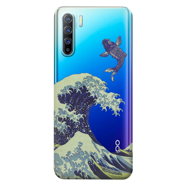 

Прозрачный силиконовый чехол iSwag для OPPO Reno 3 с рисунком - Большая волна в Канагаве (KS3800)