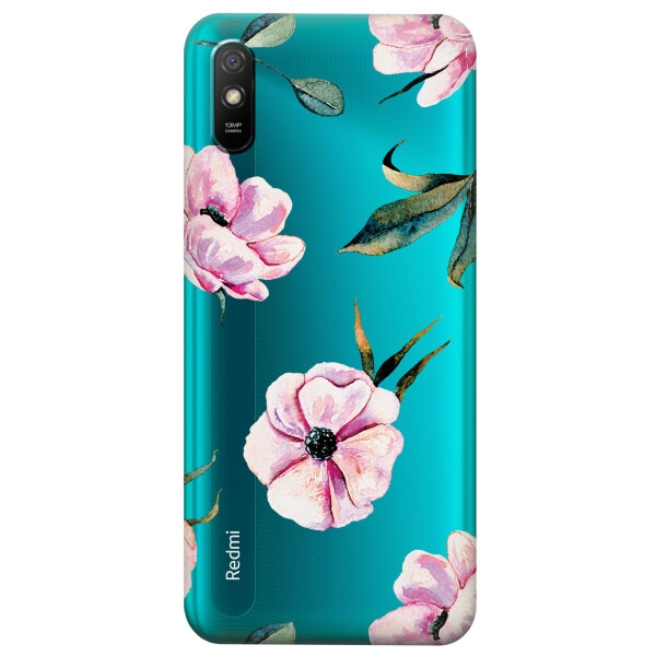 

Прозрачный силиконовый чехол iSwag для Xiaomi Redmi 9A с рисунком - Пионы (KS3883)