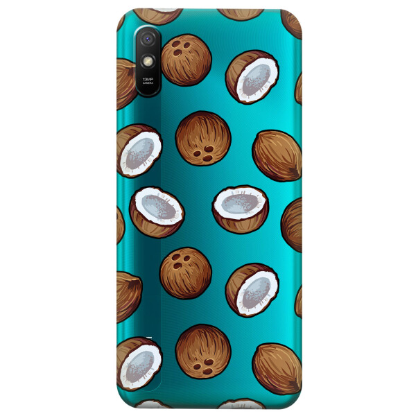

Прозрачный силиконовый чехол iSwag для Xiaomi Redmi 9A с рисунком - Кокосы (KS3889)