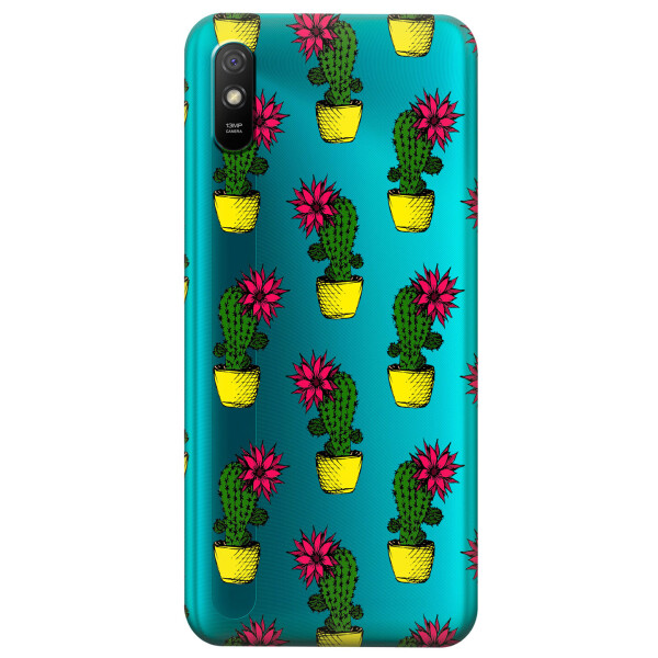 

Прозрачный силиконовый чехол iSwag для Xiaomi Redmi 9A с рисунком - Кактусы (KS3903)