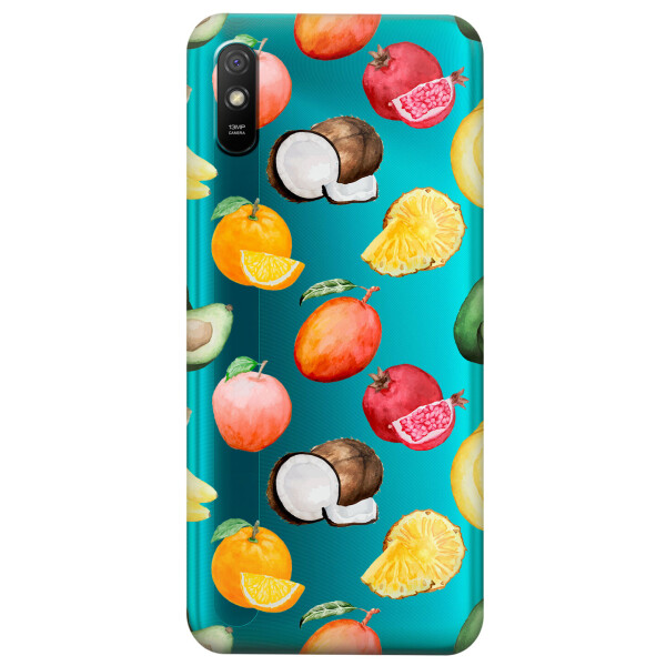 

Прозрачный силиконовый чехол iSwag для Xiaomi Redmi 9A с рисунком - Фрукты (KS3906)