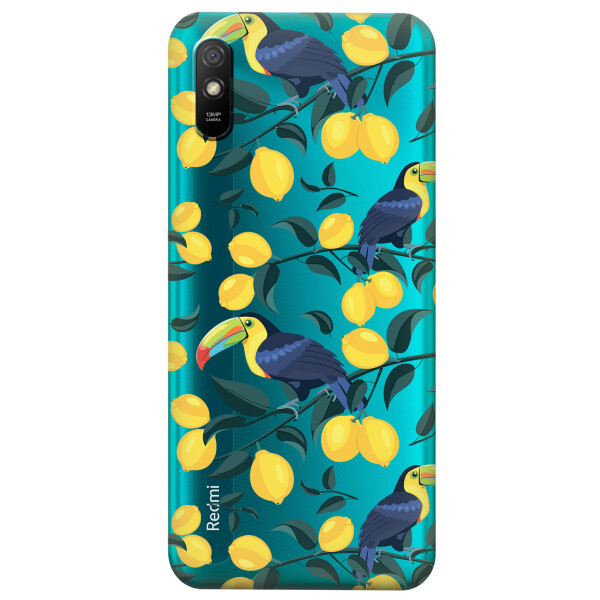 

Прозрачный силиконовый чехол iSwag для Xiaomi Redmi 9A с рисунком - Туканы и лимоны (KS3910)