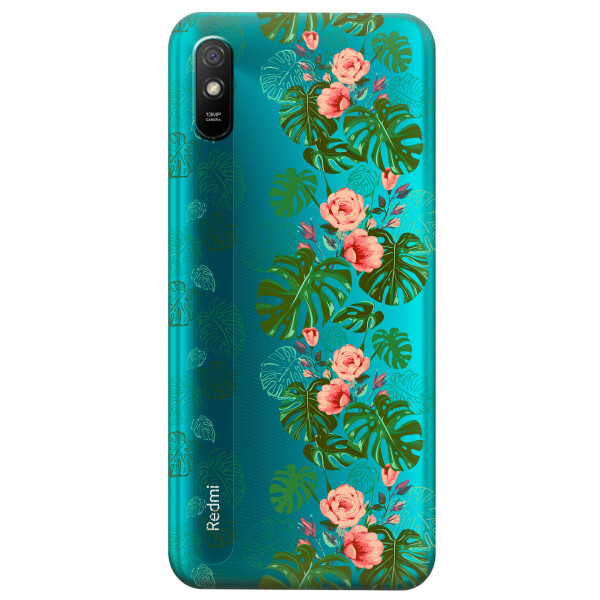 

Прозрачный силиконовый чехол iSwag для Xiaomi Redmi 9A с рисунком - Тропические листья (KS3919)