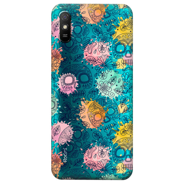 

Прозрачный силиконовый чехол iSwag для Xiaomi Redmi 9A с рисунком - Красочные черепа (KS3921)