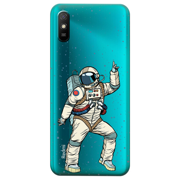 

Прозрачный силиконовый чехол iSwag для Xiaomi Redmi 9A с рисунком - Веселый космонавт (KS3927)
