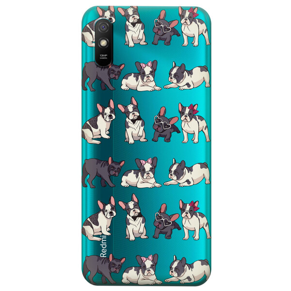 

Прозрачный силиконовый чехол iSwag для Xiaomi Redmi 9A с рисунком - Маленькие бульдоги (KS3933)