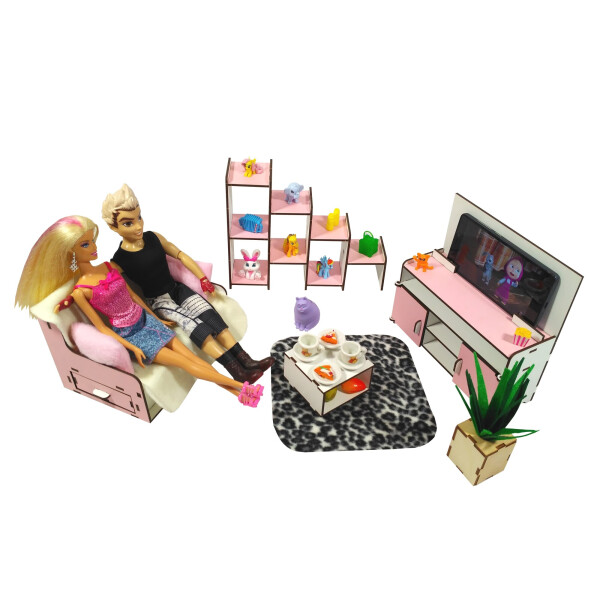 Акция на Кукольная мебель ЭКО для кукол в кукольный домик - Набор ";Гостиная"; из 5 предметов (3113) от Allo UA