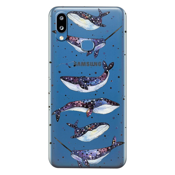 

Прозрачный силиконовый чехол iSwag для Samsung Galaxy M01s с рисунком - Киты Единороги (KS4019)