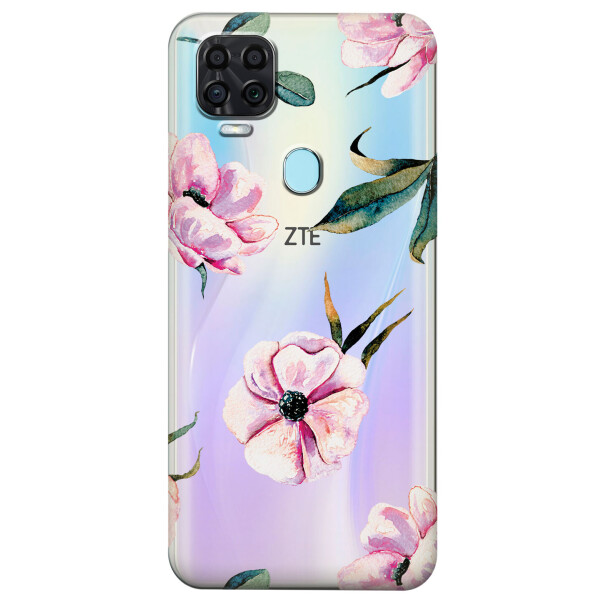 

Прозрачный силиконовый чехол iSwag для ZTE Blade V2020 с рисунком - Пионы (KS3958)