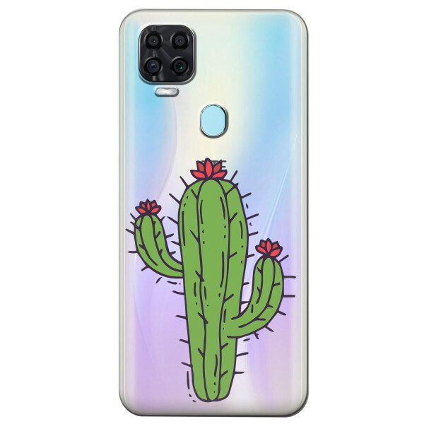 

Прозрачный силиконовый чехол iSwag для ZTE Blade V2020 с рисунком - Тропический кактус (KS3971)