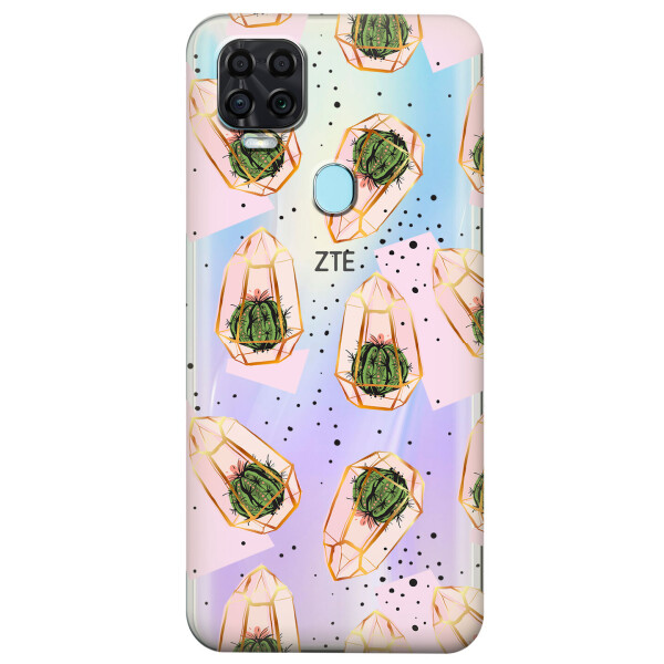 

Прозрачный силиконовый чехол iSwag для ZTE Blade V2020 с рисунком - Кактусы в колбах (KS3979)