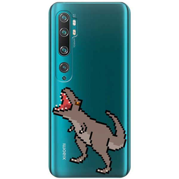 

Прозрачный силиконовый чехол iSwag для Xiaomi Mi Note 10 Pro с рисунком - Пикселький динозавр (H347)