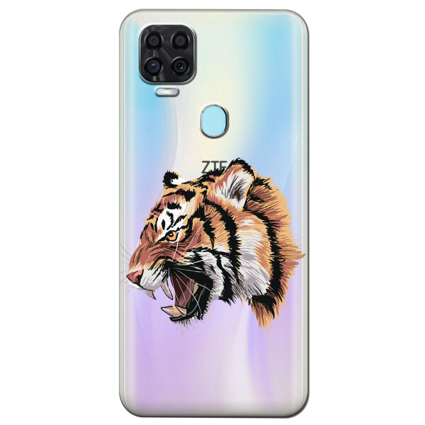 

Прозрачный силиконовый чехол iSwag для ZTE Blade V2020 с рисунком - Тигр (KS4013)