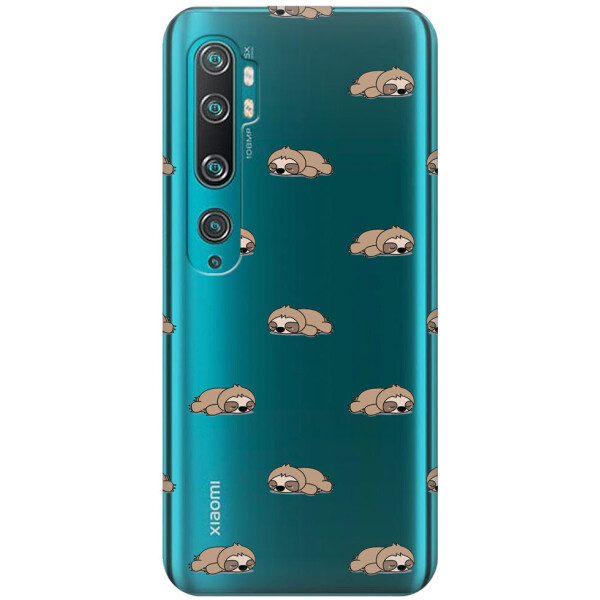 

Прозрачный силиконовый чехол iSwag для Xiaomi Mi Note 10 Pro с рисунком - Спящие ленивцы (H363)