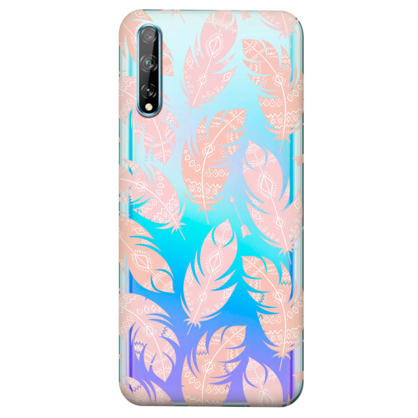 

Прозрачный силиконовый чехол iSwag для Huawei P Smart S с рисунком - Розовые перья (KS4102)