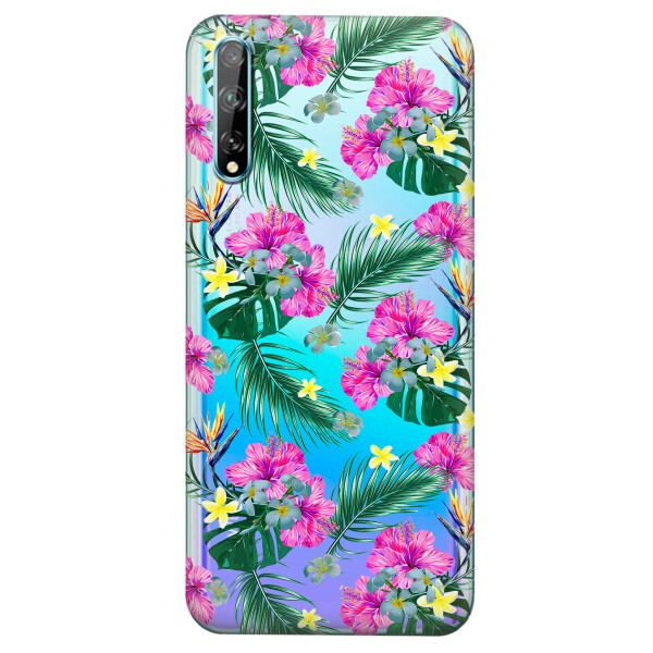 

Прозрачный силиконовый чехол iSwag для Huawei P Smart S с рисунком - Тропические цветы (KS4104)