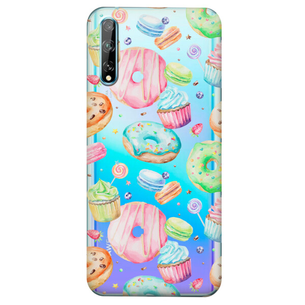 

Прозрачный силиконовый чехол iSwag для Huawei P Smart S с рисунком - Пончики (KS4130)