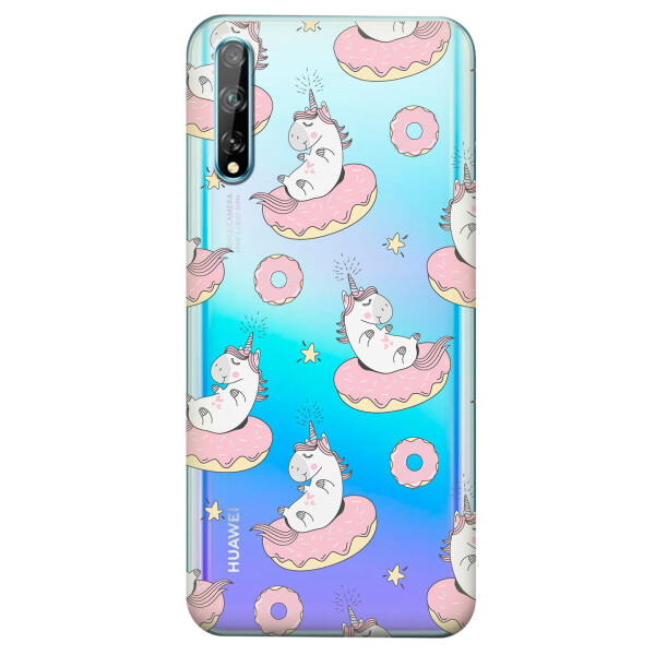 

Прозрачный силиконовый чехол iSwag для Huawei P Smart S с рисунком - Единороги на пончиках (KS4136)