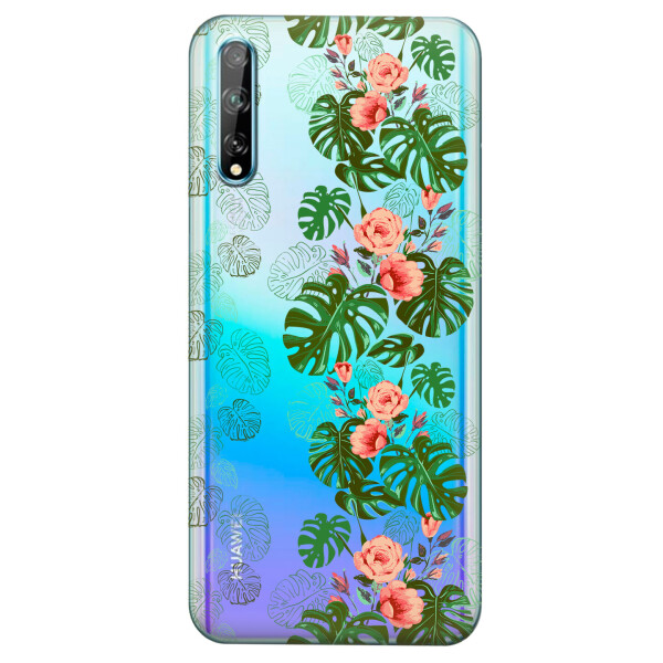 

Прозрачный силиконовый чехол iSwag для Huawei P Smart S с рисунком - Тропические листья (KS4144)