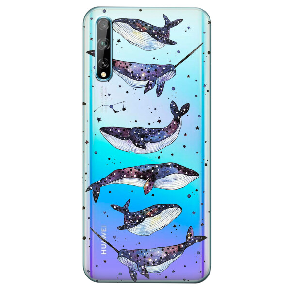 

Прозрачный силиконовый чехол iSwag для Huawei P Smart S с рисунком - Киты Единороги (KS4169)