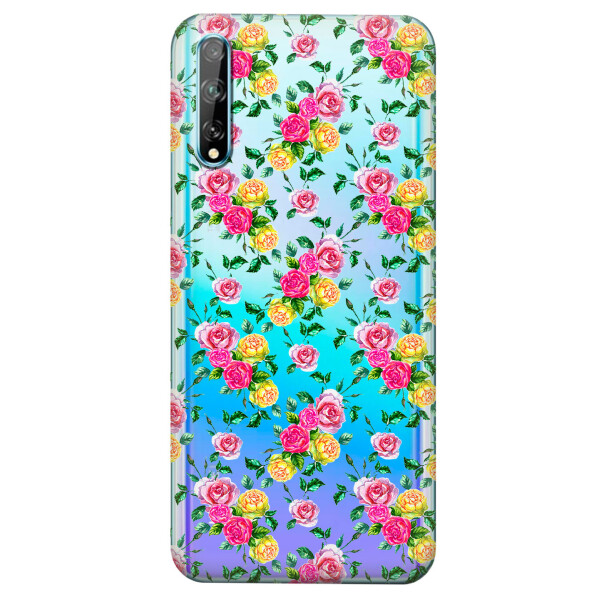 

Прозрачный силиконовый чехол iSwag для Huawei Y8p с рисунком - Розы (KS4176)