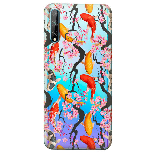 

Прозрачный силиконовый чехол iSwag для Huawei Y8p с рисунком - Японские рыбы (KS4178)