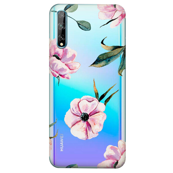 

Прозрачный силиконовый чехол iSwag для Huawei Y8p с рисунком - Пионы (KS4183)