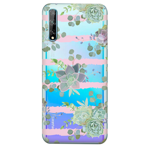 

Прозрачный силиконовый чехол iSwag для Huawei Y8p с рисунком - Суккуленты (KS4191)