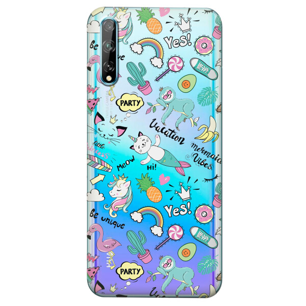 

Прозрачный силиконовый чехол iSwag для Huawei Y8p с рисунком - Летнее настроение (KS4197)