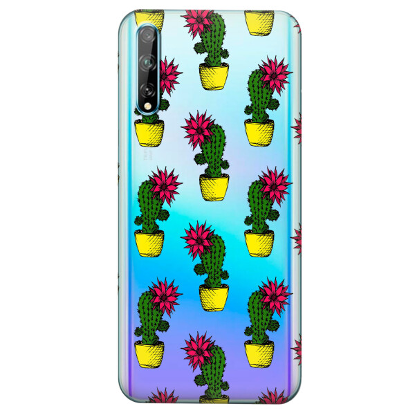 

Прозрачный силиконовый чехол iSwag для Huawei Y8p с рисунком - Кактусы (KS4203)