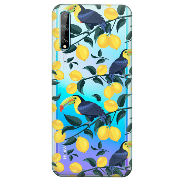 

Прозрачный силиконовый чехол iSwag для Huawei Y8p с рисунком - Туканы и лимоны (KS4210)