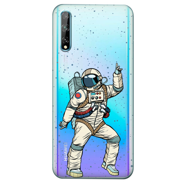 

Прозрачный силиконовый чехол iSwag для Huawei Y8p с рисунком - Веселый космонавт (KS4227)